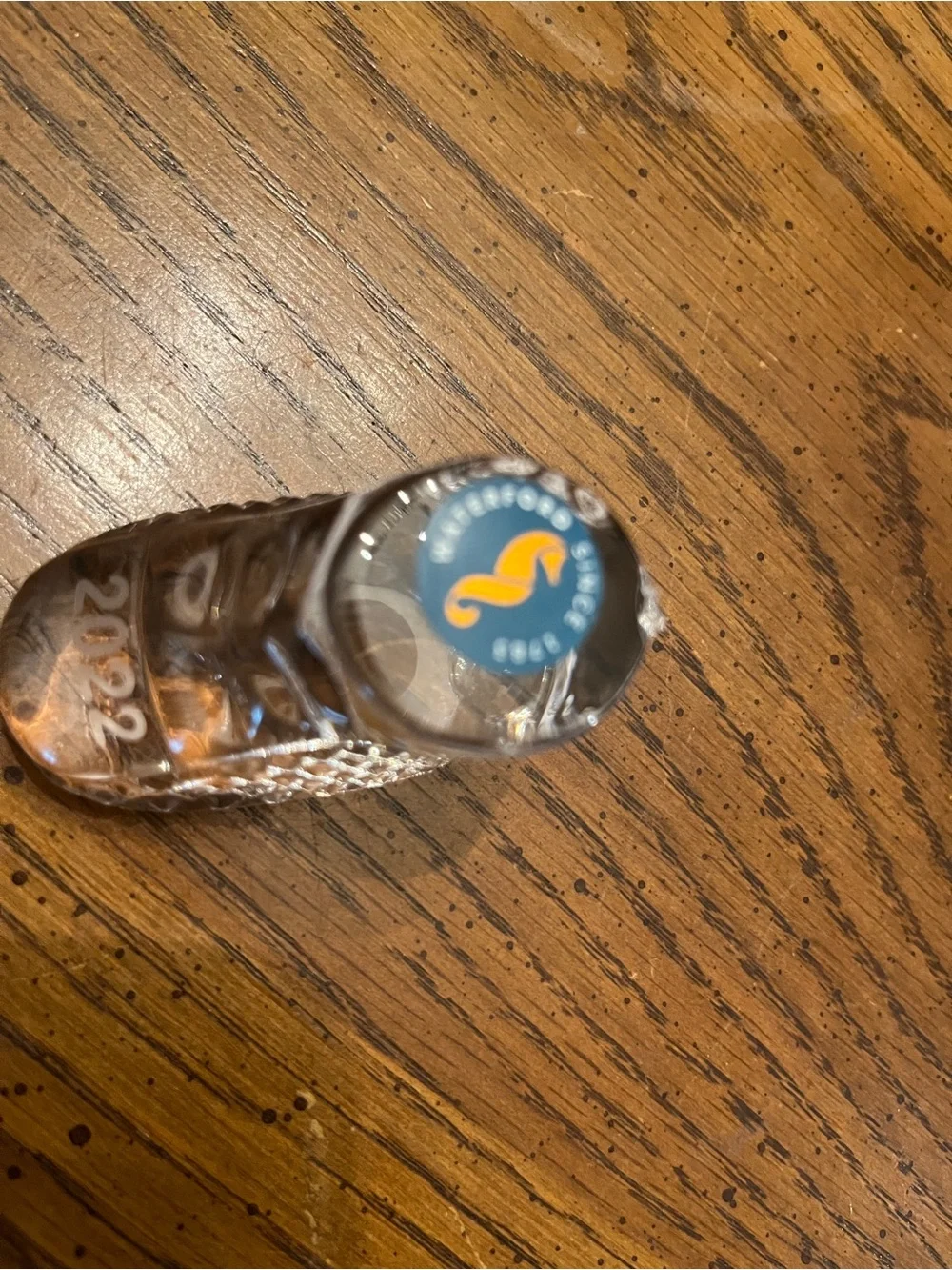 Waterford Baby Shoe Ornament with '2022' Detail, damaged